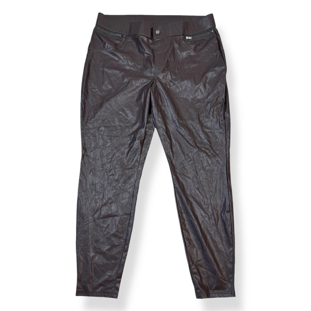 HUE Leatherette Leggings Womens Plus Size 2X Brown‎ Soft Lining NWT